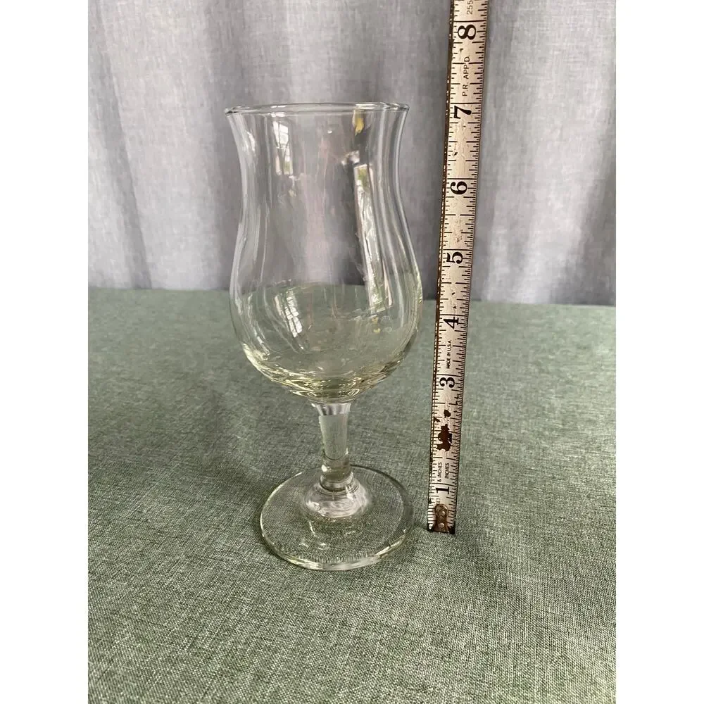 Vintage Clear Glass Hurricane Cocktail Glass - 7 Inches Tall
